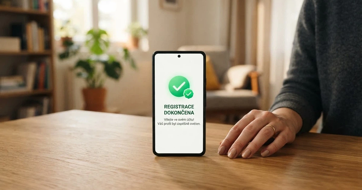 Přechod mezi dočasnou registrací (přeškrtnutou) a plnou registrací s ikonou ověření