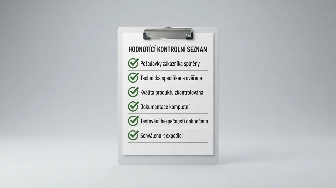 Checklist se šesti zaškrtnutými položkami — licence, wager, platby, hry, podpora, mobil