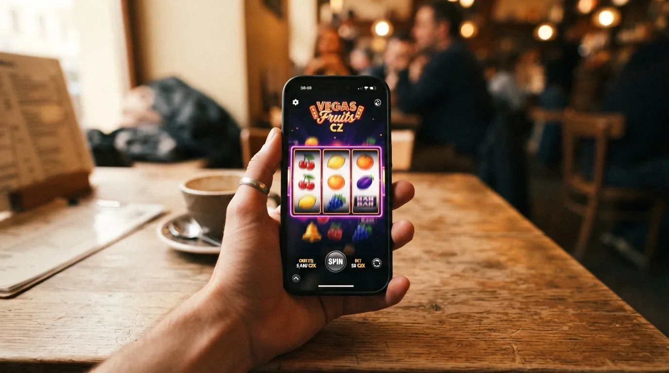 Chytrý telefon s roztočenými válci automatu na displeji — casino v kapse