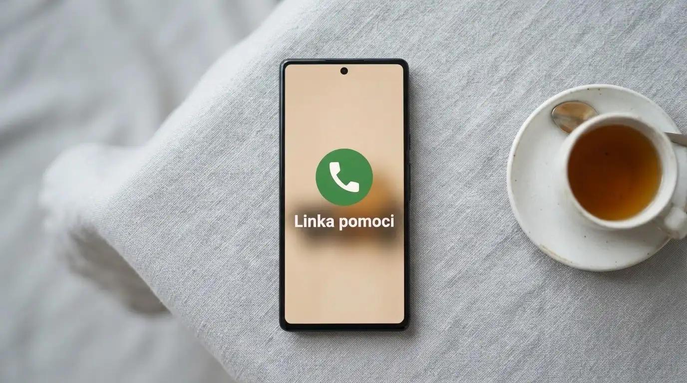 Telefon s vytočeným číslem linky pomoci