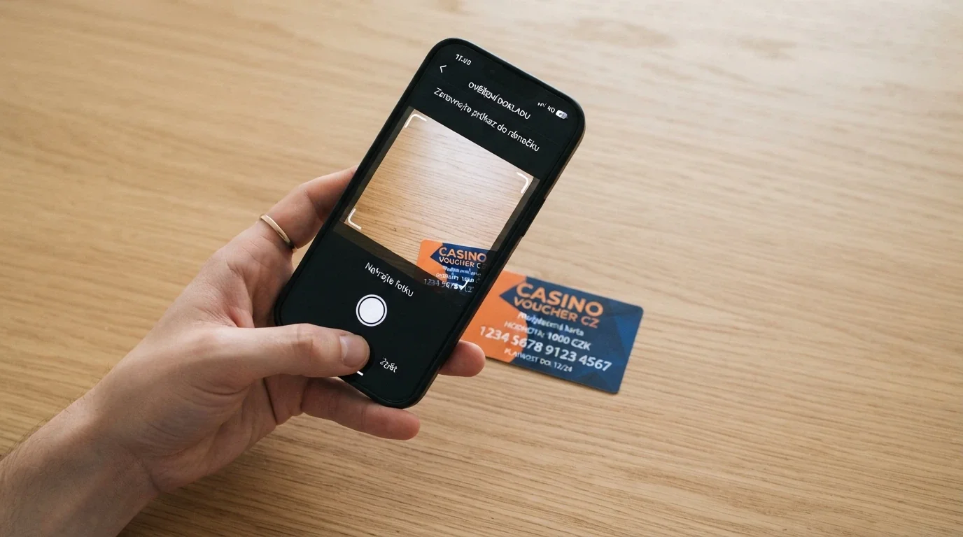 Občanský průkaz a paysafecard voucher položené vedle sebe na stole