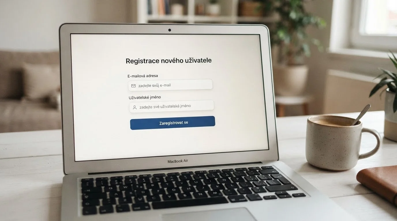 Registrační formulář offshore casina s polem pro e-mail a uživatelské jméno — bez kolonky pro nahrání dokladů